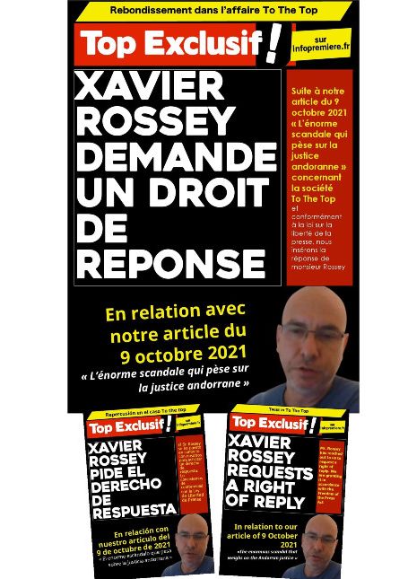 Droit de réponse de Xavier ROSSEY au sujet de l'article du 9/10